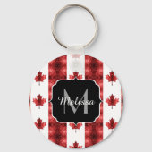 Canada flag red sparkles pattern Monogram Schlüsselanhänger (Vorderseite)