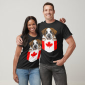 Canada Flag St Bernard Dog In Pocket T-Shirt (Unisex)