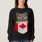 Canada Flag Swedish Vallhund Dog In Pocket Sweatshirt (Vorderseite)