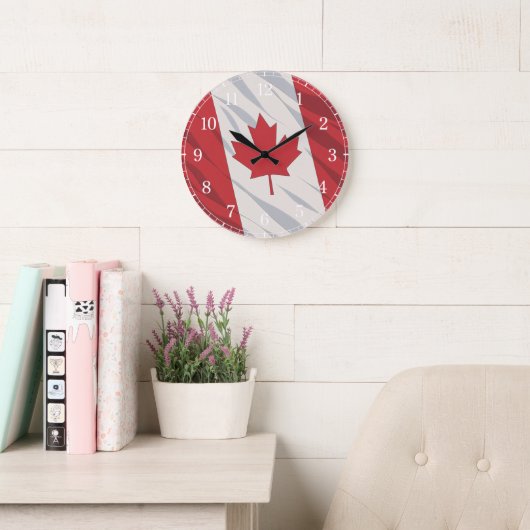 Canada Flag Wall Clock — Waving Flag Design Große Wanduhr (Lesesaal)