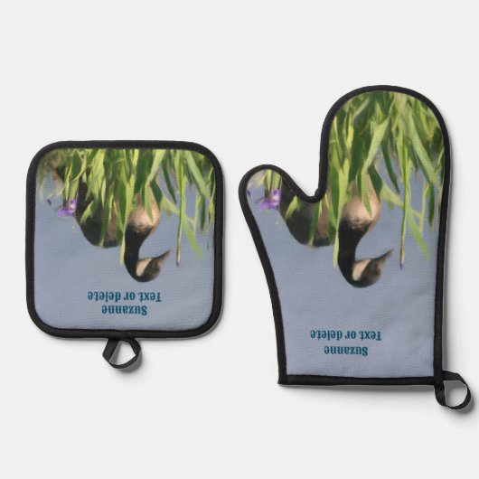 Canada Gänse Animal Art Personalisiert Ofenhandschuh & Topflappen-Set (Vorderseite)
