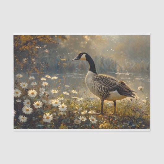 Canada Goose Golden Hour Wildblumen Decoupage Seidenpapier (Vorderseite)