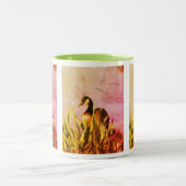 Canada Goose Irises 2 Nature Art Zweifarbige Tasse (Mittel)