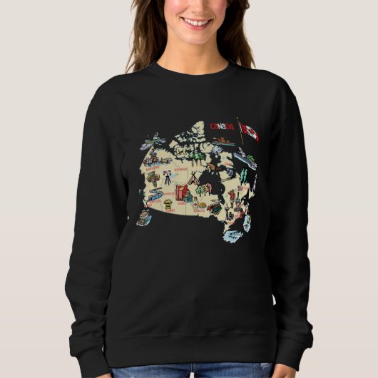 Canada map major cities Tourist Destinations attra Sweatshirt (Vorderseite)