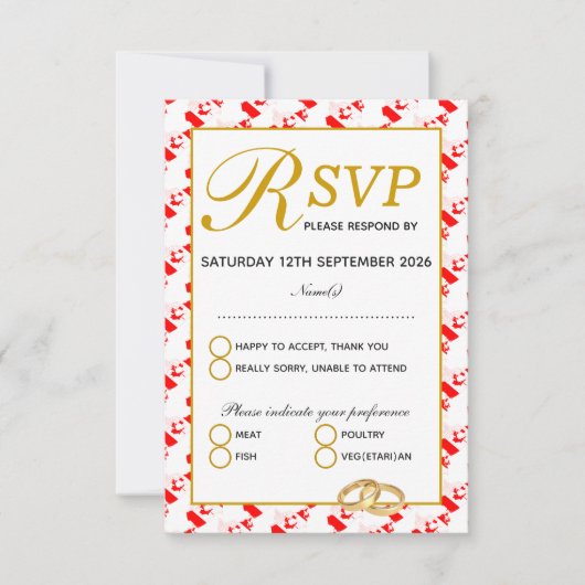 CANADA MAPLE Christliche Hochzeitungs-RSVP-Antwort RSVP Karte (Vorderseite)