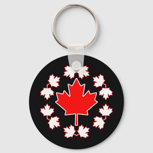 Canada Maple Leaf Circle Design Schlüsselanhänger (Vorderseite)