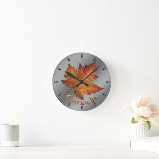 Canada Maple Leaf Clock Canada Souvenir Wall Clock Runde Wanduhr (Zuhause)
