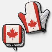 CANADA MAPLE LEAF OFENHANDSCHUH & Topflappen-Set (Vorderseite/Rückseite)