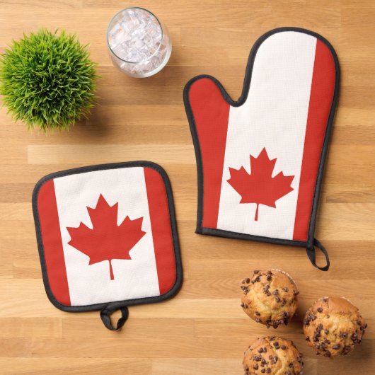 CANADA MAPLE LEAF OFENHANDSCHUH & Topflappen-Set (Oben Unten)
