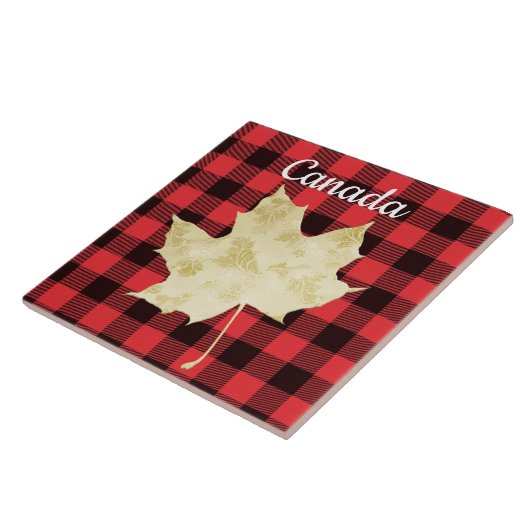 Canada Maple Leaf Red Kariert Fliese (Seite)