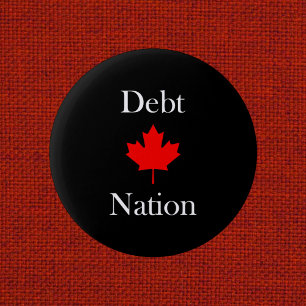Canada Maple Leaf Schulden Nation Dark Color Button