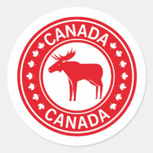 Canada Moose Maple Leaf   Kanada Day Runder Aufkleber