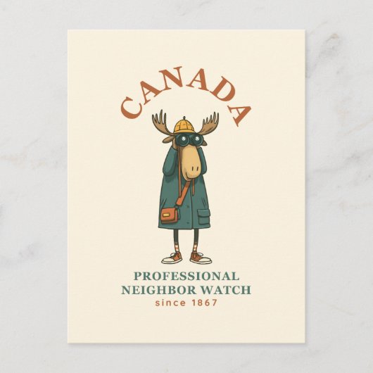 Canada Moose Neighbour Watch Postkarte (Vorderseite)