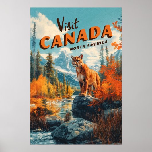 Canada Mountains Puma Travel Poster (Vorne)