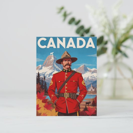 Canada Mountie Vintage Art Postkarte (Stehend Vorderseite)