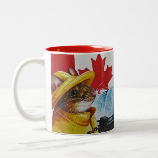 Canada Mouse at Niagara Falls Wasserfarbenart Zweifarbige Tasse (Links)