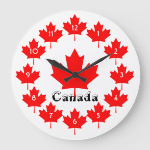 Canada Red Maple Leaf Fun Classic Kitsch Souvenir Große Wanduhr