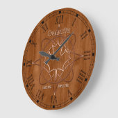 Canada Since 1876 Wood Copper Acrylic Wall Clock Große Wanduhr (Winkel)