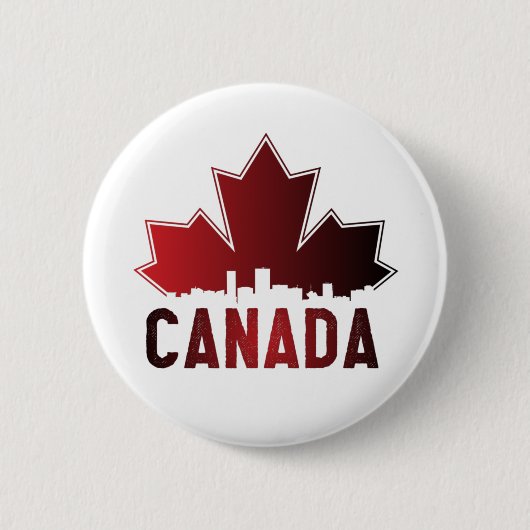 Canada Skyline Gradient Maple Leaf Patriotic Button (Vorderseite)