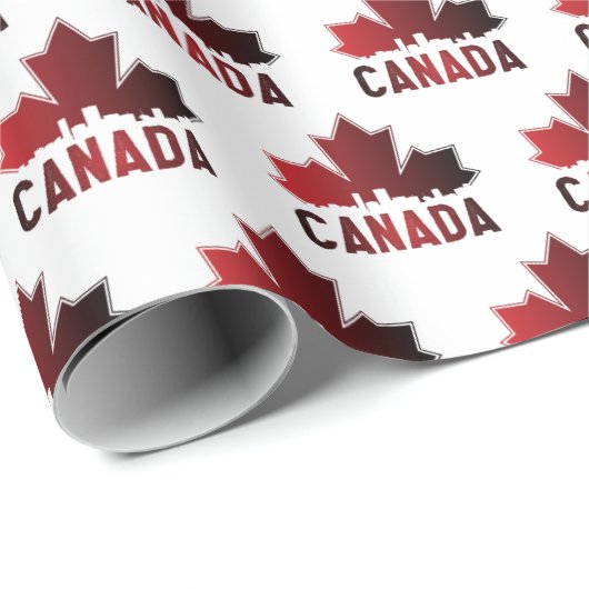 Canada Skyline Gradient Maple Leaf Patriotic Geschenkpapier (Rolleneckpunkt)