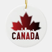 Canada Skyline Gradient Maple Leaf Patriotic Keramik Ornament (Vorne)
