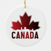 Canada Skyline Gradient Maple Leaf Patriotic Keramik Ornament (Hinten)