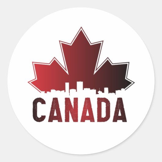 Canada Skyline Gradient Maple Leaf Patriotic Runder Aufkleber (Vorderseite)
