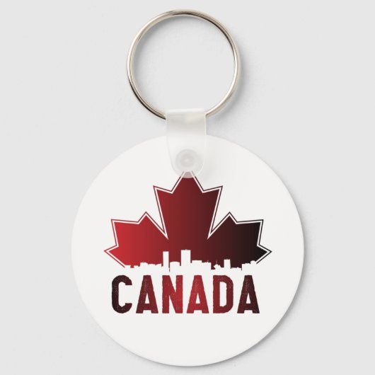 Canada Skyline Gradient Maple Leaf Patriotic Schlüsselanhänger (Vorderseite)