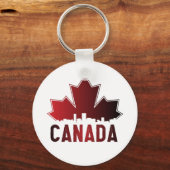 Canada Skyline Gradient Maple Leaf Patriotic Schlüsselanhänger (Vorderseite)