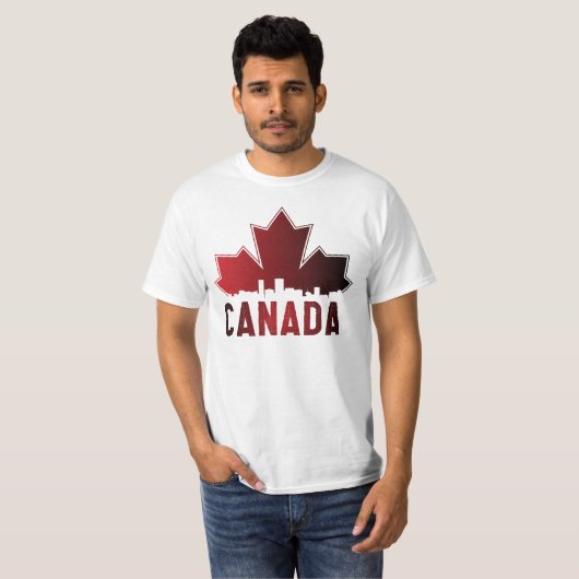 Canada Skyline Gradient Maple Leaf Patriotic T-Shirt (Vorne ganz)