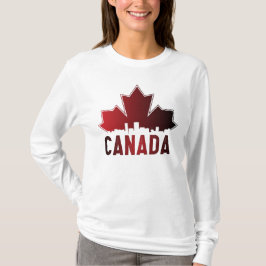 Canada Skyline Gradient Maple Leaf Patriotic T-Shirt