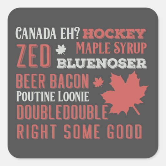 Canada Slang Subway Art Quadratischer Aufkleber (Vorderseite)