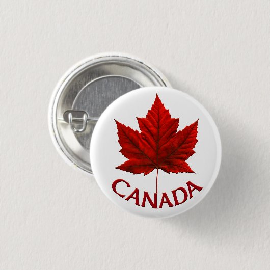 Canada Souvenir Buttons Canada Flag Maple Leaf But (Vorne & Hinten)