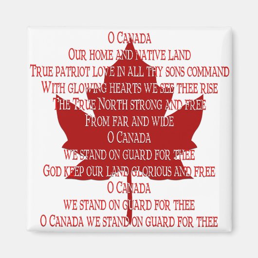 Canada Souvenir Kühlschrankmagnet Canada Anthem Ma (Vorne)