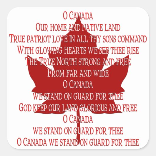 Canada Souvenir Stickers Canadian Anthem Sticker (Vorderseite)