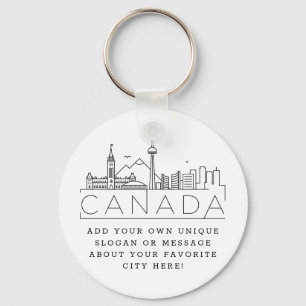 Canada Stylized Skyline Custom Slogan Schlüsselan Schlüsselanhänger