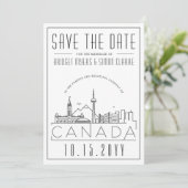 Canada Wedding Stylized Skyline Save the Date Inv Einladung (Stehend Vorderseite)