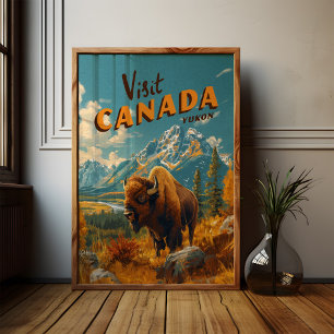 Canada Yukon Bison Poster - Vintage Travel Art
