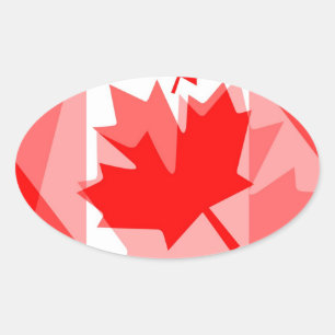 Canadian Ahornleaf überall im Style CANADA Ovaler Aufkleber