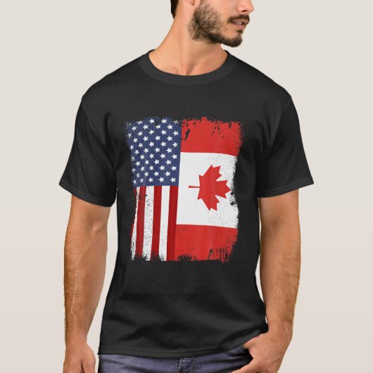 Canadian American Flag Patriotic Lover Pride Ameri T-Shirt (Vorderseite)