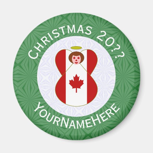 Canadian Angel Weihnachtsflagge Personalisiert Magnet (Vorne)