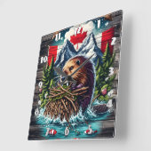 Canadian Beaver by Snowy Peaks Quadratische Wanduhr (Winkel)
