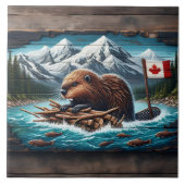 Canadian Beaver Gebäude a Lodge Fliese (Vorderseite)