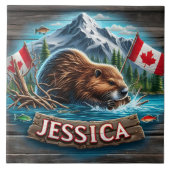 Canadian Beaver Gebäude a Lounge Fliese (Vorderseite)