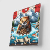 Canadian Beaver Gebäude ein Damm im Gebirgsbach Quadratische Wanduhr (Winkel)