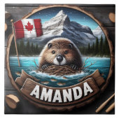 Canadian Beaver Holding Nesting Material by Lake Fliese (Vorderseite)