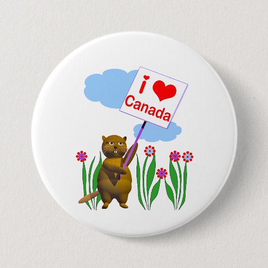 Canadian Beaver Lieben Kanada Button (Vorderseite)