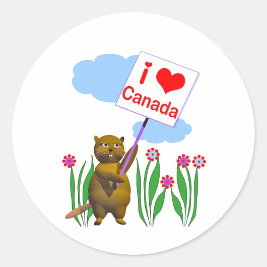 Canadian Beaver Lieben Kanada Runder Aufkleber (Vorderseite)