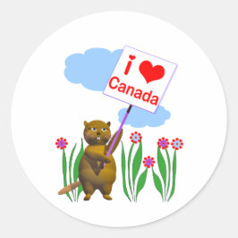 Canadian Beaver Lieben Kanada Runder Aufkleber