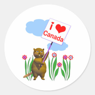 Canadian Beaver Lieben Kanada Runder Aufkleber
